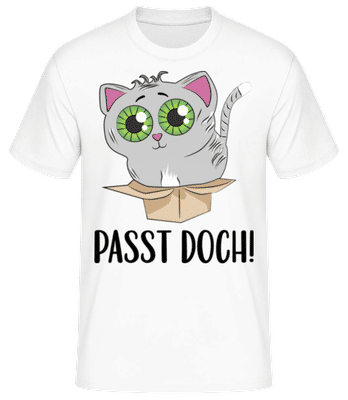 Katze Im Karton – Passt Doch Schwarz - Männer Basic T-Shirt - Weiß - Vorne