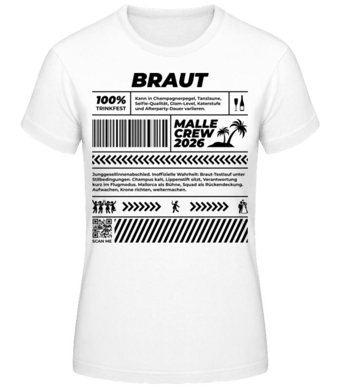 Vorschau: JGA Braut Malle Crew 2026 - Frauen T-Shirt B&C - Weiß - Vorne