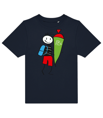 Kind Mit ABC-Schultüte - Kinder T-Shirt B&C - Marine - Vorne