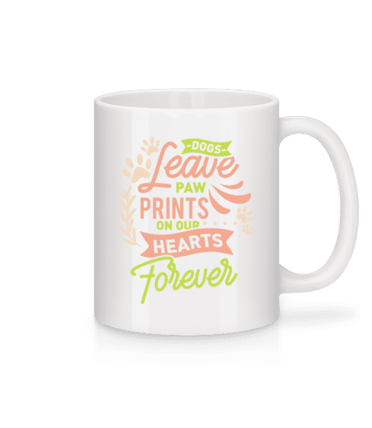 Aperçu: Dogs Leave Paw Prints On Our Hearts - Mug en céramique blanc - Blanc - Devant