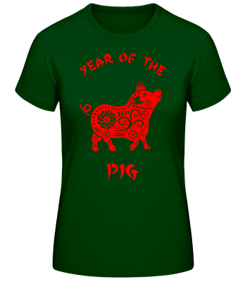 Chinese Zodiac Year Of The Pig - Frauen Basic T-Shirt - Flaschengrün - Vorne