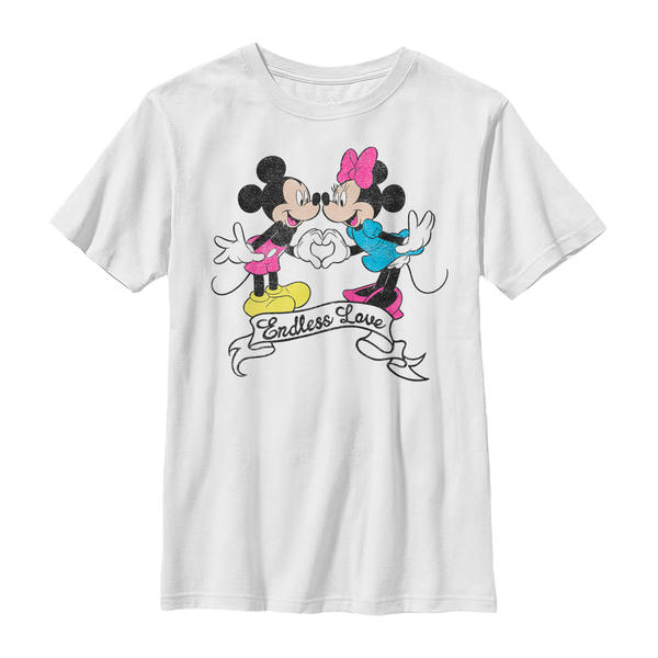 Aperçu: Disney Classics - Mickey Mouse - Mickey & Minnie Endless Love - Valentine's Day - Enfant T-shirt - Blanc - Devant
