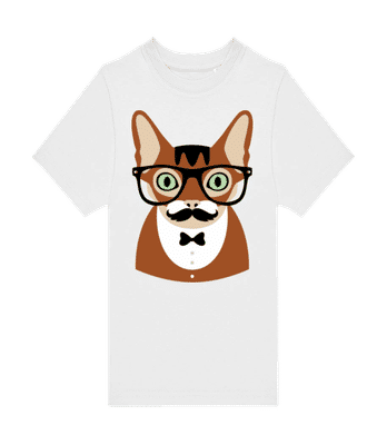 Hipster Nacktkatze - Kinder T-Shirt B&C - Weiß - Vorne