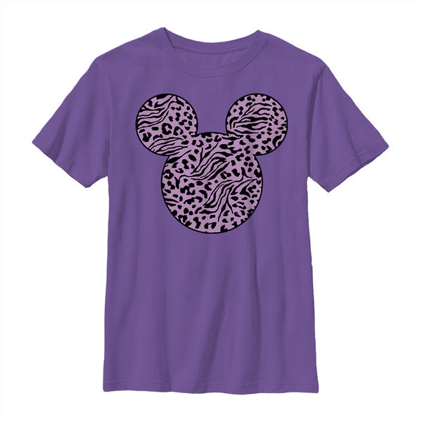 Aperçu: Disney - Mickey Mouse - Mickey Zebra Cheeta Fill - Enfant T-shirt - Pourpre - Devant