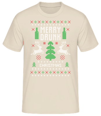 Merry Drunk Christmas - Men's Basic T-Shirt - Cream - Front