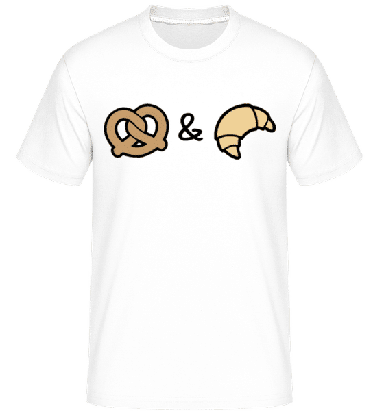 Aperçu: Bretzel & Croissant -  T-Shirt Shirtinator homme - Blanc - Devant