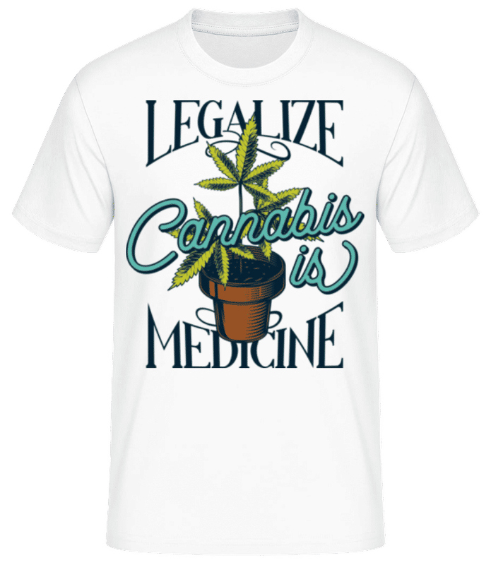Náhled: Cannabis Is Medicine - Pánské basic tričko - Bílá - Napřed