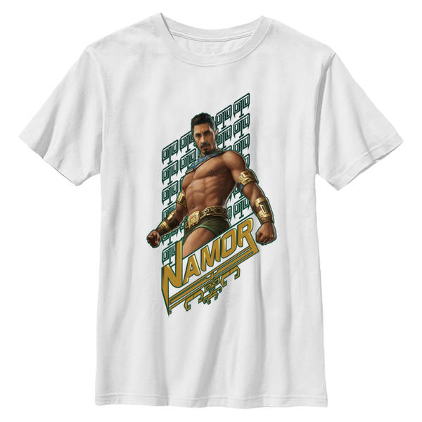 Preview: Marvel - Black Panther Wakanda Forever - Namor Name - Kids T-Shirt - White - Front