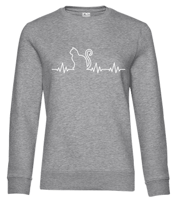 Herzschlag Katze - Frauen Standard Pullover - Grau meliert - Vorne