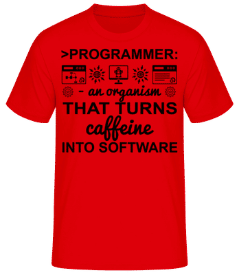 Caffeine Into Software - Männer Basic T-Shirt - Rot - Vorne