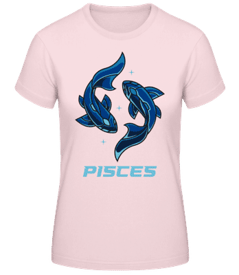 Mecha Robotic Zodiac Sign Pisces - Women's Basic T-Shirt - Pink - Front
