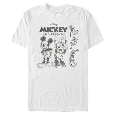 Disney Classics - Mickey Mouse - Skupina Mickey Freinds Sketch - Men's T-Shirt - White - Front
