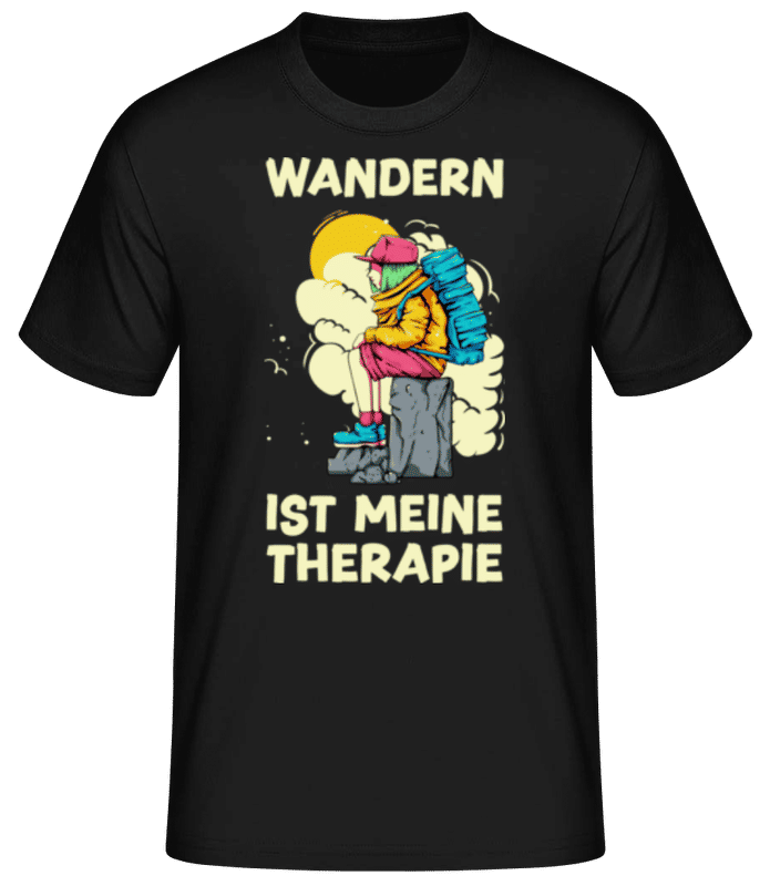 Vorschau: Wandern Ist Meine Therapie - Männer Basic T-Shirt - Schwarz - Vorne