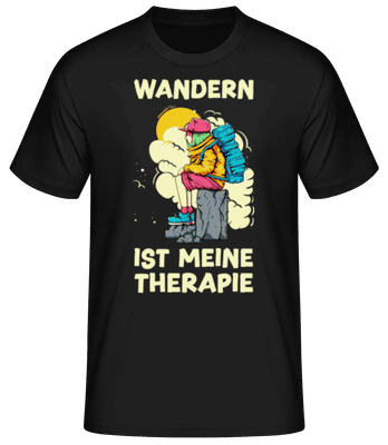 Wandern Ist Meine Therapie - Männer Basic T-Shirt - Schwarz - Vorne