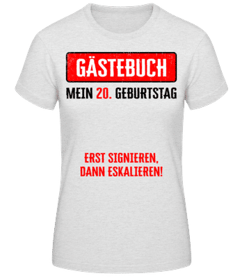 Gästebuch 20 Geburtstag - Frauen Basic T-Shirt - Grau meliert - Vorne