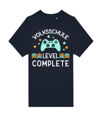 Volksschule Level Complete - Kinder T-Shirt B&C - Marine - Vorne