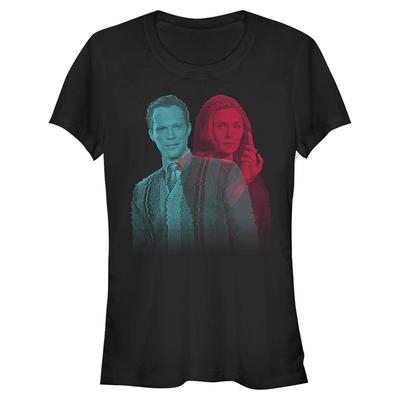 Marvel - Bruja Escarlata y Visión - Scarlet Witch & Vision Glitchy Overlay Wanda Vision - Mujeres Camiseta - Negro - delante