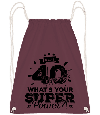 40 Years Super Power - Drawstring batoh so šnúrkami - Bordeaux - Predné