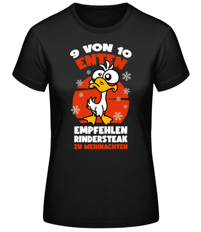 Vorschau: 9 Von 10 Enten - Frauen Basic T-Shirt - Schwarz - Vorne