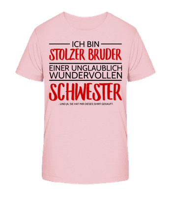 Stolzer Bruder Einer Schwester - Kinder Bio T-Shirt Stanley Stella 2.0 - Rosa - Vorne