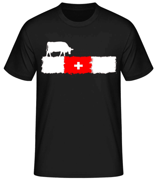 Aperçu: Vache drapeau suisse - T-shirt standard Homme - Noir - Devant