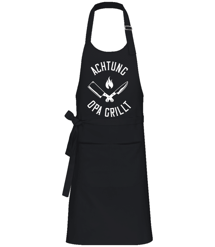 Vorschau: Achtung Opa Grillt - Profi Kochschürze - Schwarz - Vorne