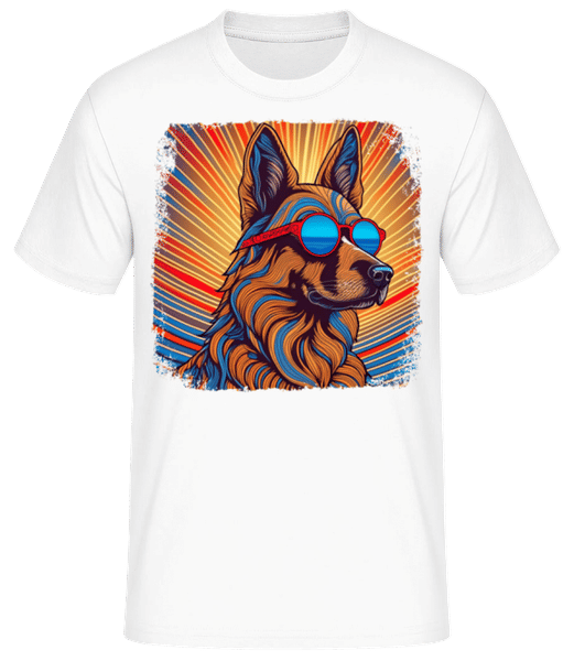 Aperçu: Berger Allemand Look Hippie - T-shirt standard Homme - Blanc - Devant