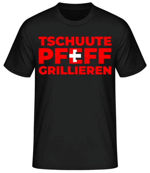 Vorschau: Tschuute Pfeff Grillieren - Männer Basic T-Shirt - Schwarz - Vorne