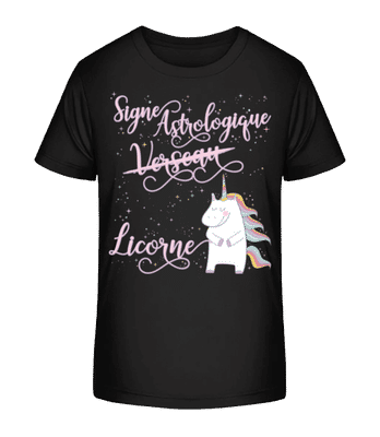 Signe Astrologique Licorne Verseau - T-shirt bio Enfant Stanley Stella 2.0 - Noir - Devant