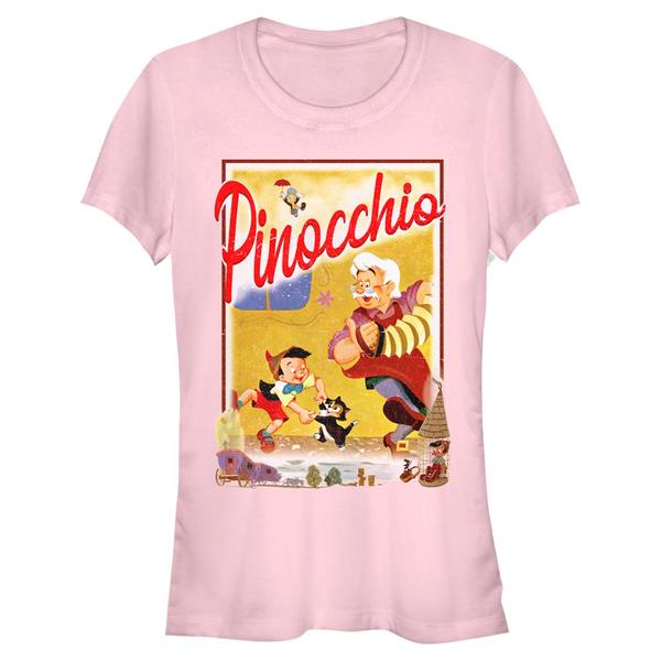 Aperçu: Disney - Pinocchio - Pinocchio StoryBook Poster - Femme T-shirt - Rose - Devant