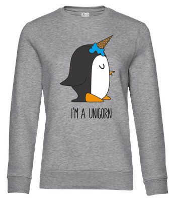 I'm A Unicorn Penguin - Sweat-shirt standard pour femme - Gris chiné - Devant