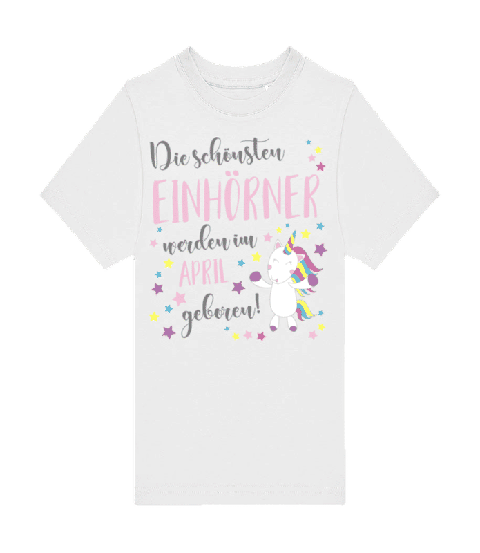 Vorschau: Einhorn Geboren In April - Kinder T-Shirt B&C - Weiß - Vorne