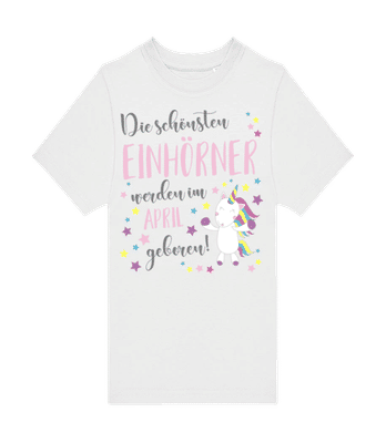 Einhorn Geboren In April - Kinder T-Shirt B&C - Weiß - Vorne