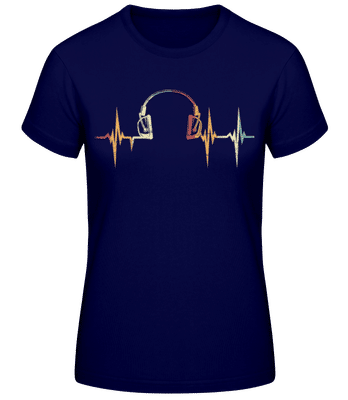 Kopfhörer Herzschlag - Frauen Basic T-Shirt - Marine - Vorne