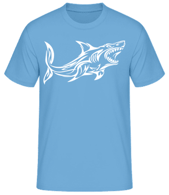 Englisch  Great White Shark Tribal - Men's Basic T-Shirt - Light blue - Front