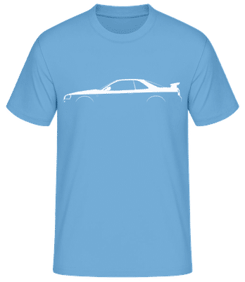 'Nissan Skyline GT-R (R34)' Silhouette - T-shirt standard Homme - Bleu clair - Devant