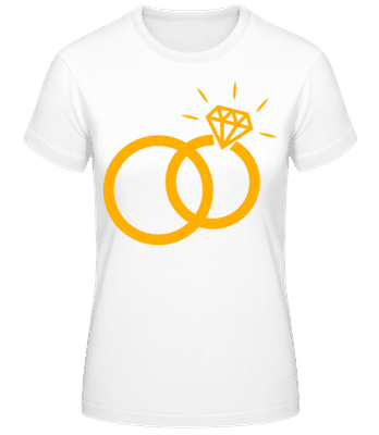 Diamantové Snubné prstene - Dámske basic tričko - Biela - Predné