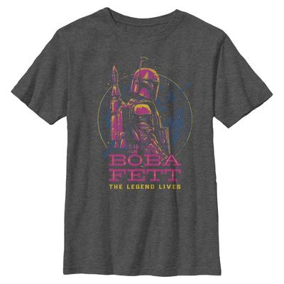 Star Wars - Book of Boba Fett - Boba Fett Neon Boba - Enfant T-shirt - Anthracite chiné - Devant