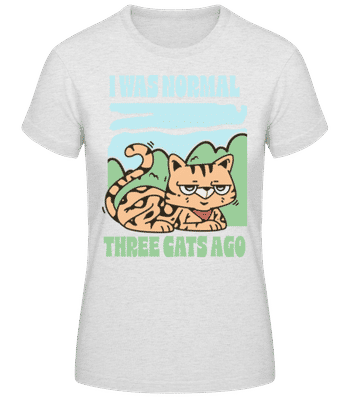 Three Cats Ago - Frauen Basic T-Shirt - Grau meliert - Vorne