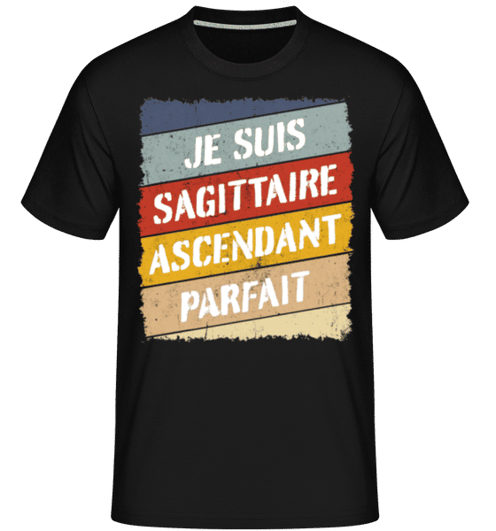 Aperçu: Je Suis Sagittaire Style Rétro -  T-Shirt Shirtinator homme - Noir - Devant