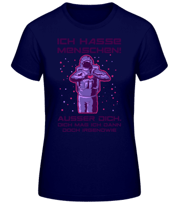 Ich Hasse Menschen - Frauen Basic T-Shirt - Marine - Vorne