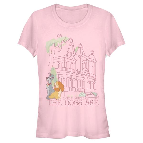 Preview: Disney Classics - Lady and the Tramp - Lady and the Tramp Cross Stitch Home - Women's T-Shirt - Pink - Front