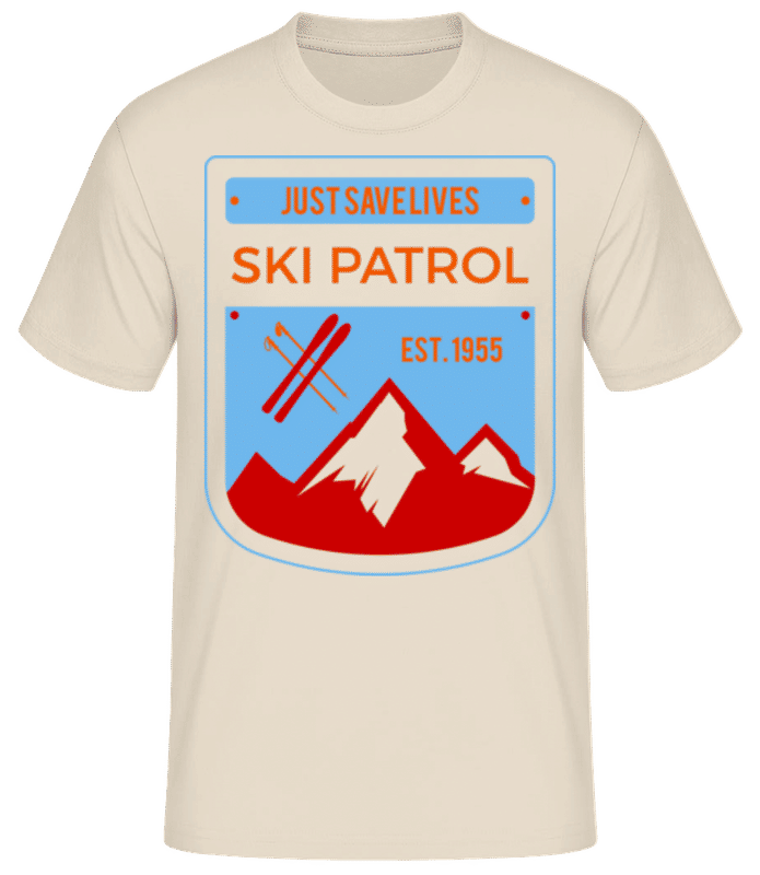 Vista previa: Ski Patrol Sign Blue Red - Camiseta básica para hombre - Crema - delante