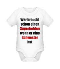 Wer Braucht Schon Superhelden · Baby Bio Strampler