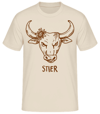 Kritzel Stil Sternzeichen Stier - Männer Basic T-Shirt - Creme - Vorne