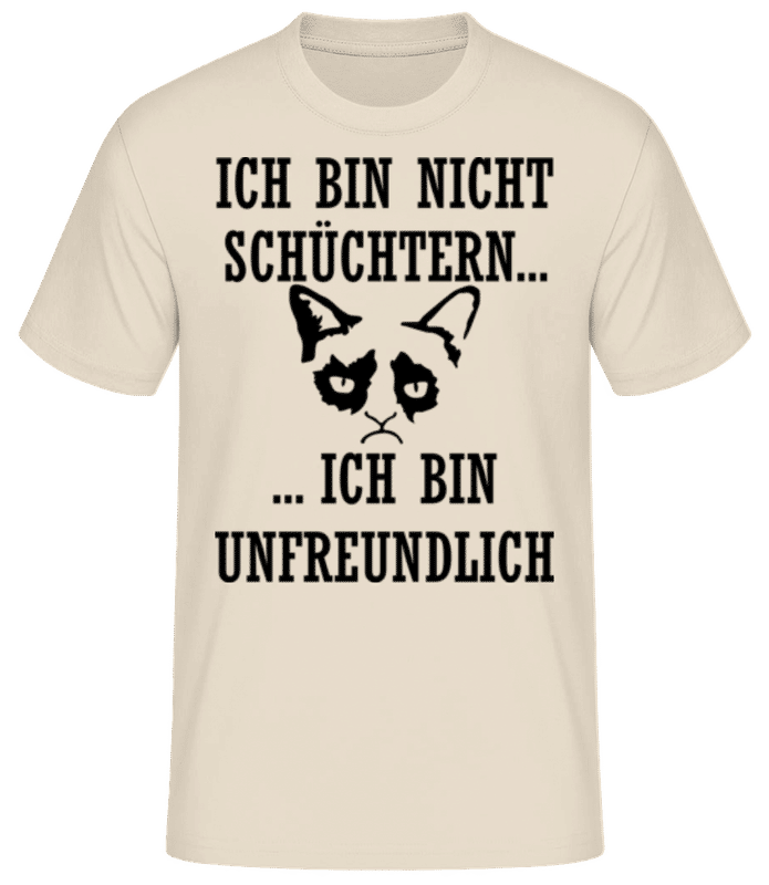 Vorschau: Katze Unfreundlich Nicht Schüchtern - Männer Basic T-Shirt - Creme - Vorne