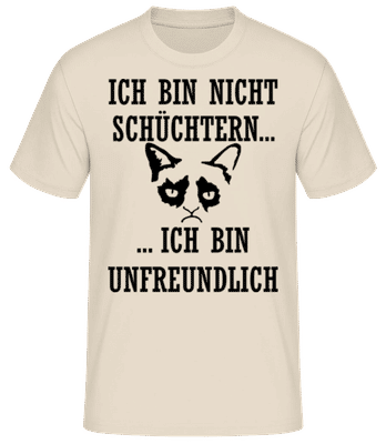 Katze Unfreundlich Nicht Schüchtern - Männer Basic T-Shirt - Creme - Vorne