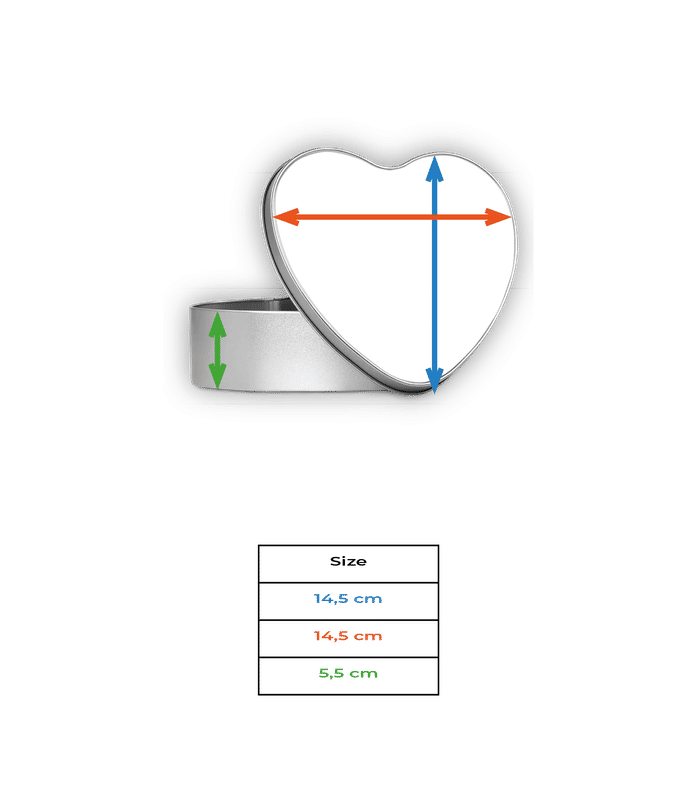 Aperçu: Boîte en forme de cœur personnalisée - Tableau des tailles