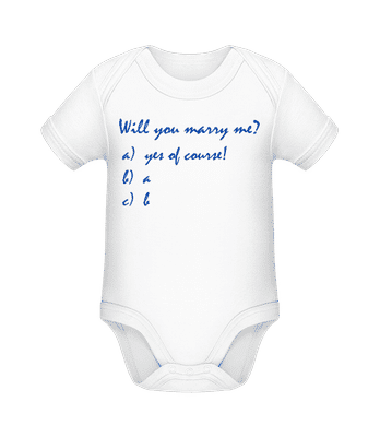 Will You Marry Me? Funny Answers - Body manches courtes bio - Blanc - Devant