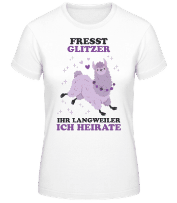 Fresst Glitzer Ich Heirate - Frauen Basic T-Shirt - Weiß - Vorne